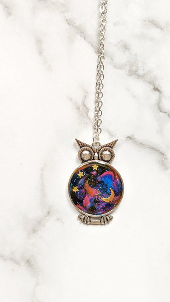 Galaxy Space Owl Pendant Necklace 3 (Galaxy Owls Collection)