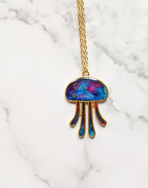 Galaxy Jellyfish Pendant Necklace (Sea Life Collection)