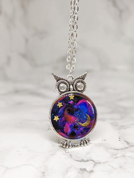 Galaxy Space Owl Pendant Necklace 3 (Galaxy Owls Collection)