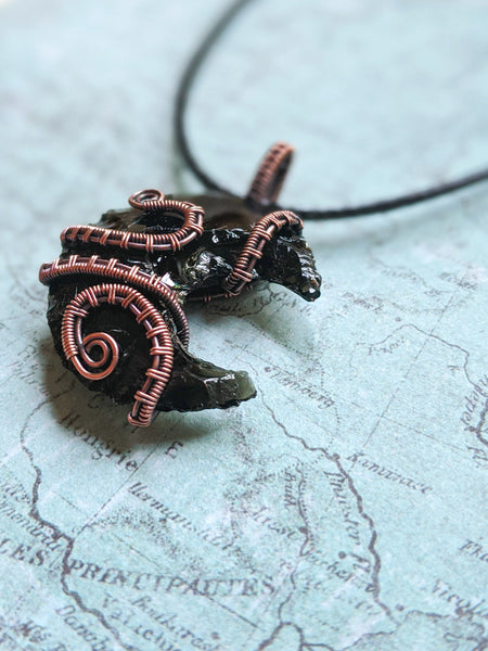 Tentacle Moon - Obsidian/Aged Copper (Crystal Pendants Collection)