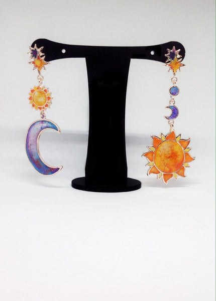 Sun and Moon Mismatch Earrings With Posts (Festival Collection)