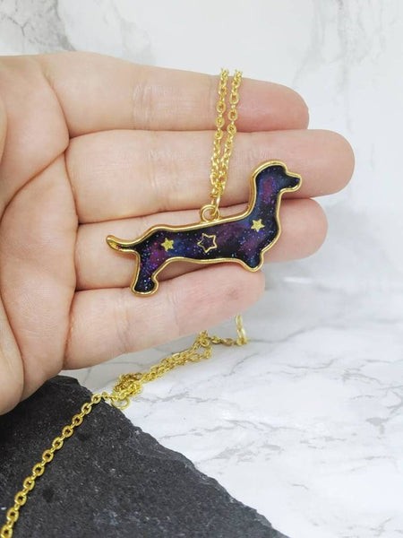 Dachshund Sausage Dog Galaxy Pendant Necklace (Galaxy Dogs Collection)