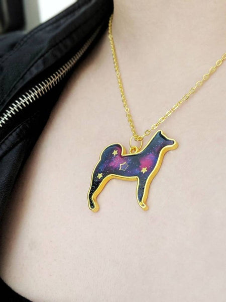 Shiba/Akita Inu Galaxy Dog Pendant Necklace 2 (Galaxy Dogs Collection)
