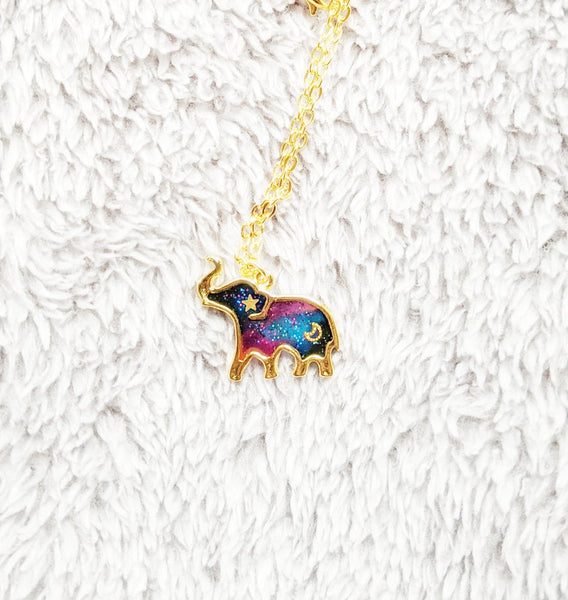 Galaxy Elephant Pendant Necklace (Galaxy Animals Collection)
