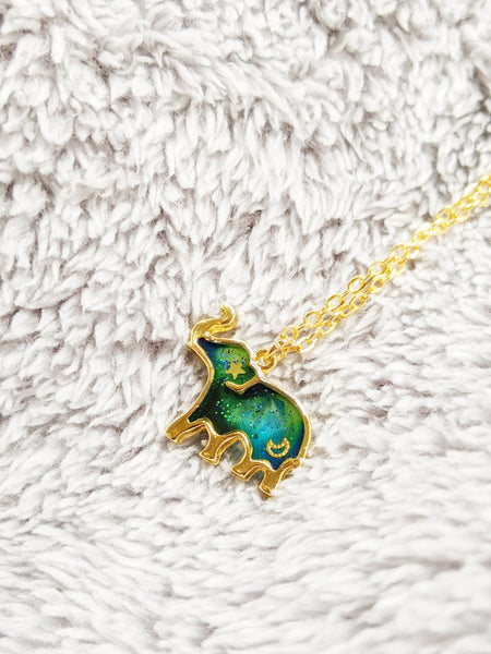 Northern Lights Elephant Pendant Necklace (Galaxy Animals Collection)