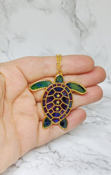 Northern Lights Turtle Pendant Necklace (Sea Life Collection)