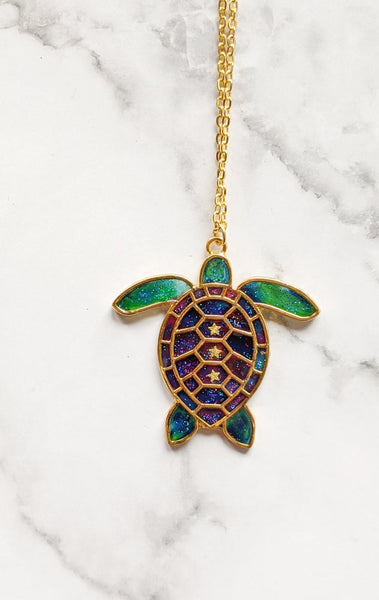 Northern Lights Turtle Pendant Necklace (Sea Life Collection)