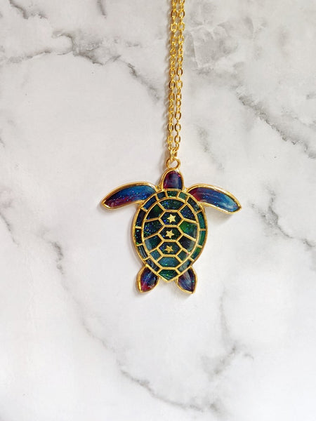 Galaxy Turtle Pendant Necklace (Sea Life Collection)