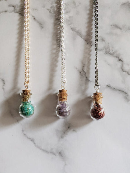 Miniature Crystal Bottle Necklaces (Simple Pleasures Collection)