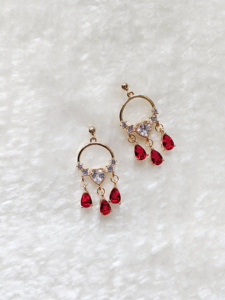 'Rebecca' Heart Chandlier Style Earrings (Princess Collection)