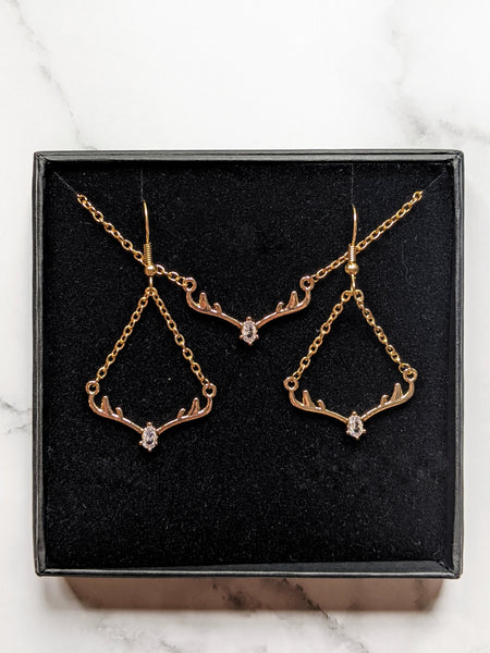 'Rose' Antlers Chandelier Style Earrings (Princess Collection)