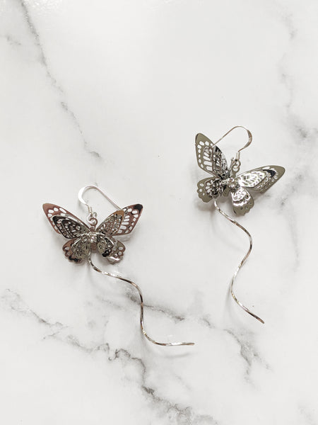 'Max' Butterfly Earrings Silver (Princess Collection)