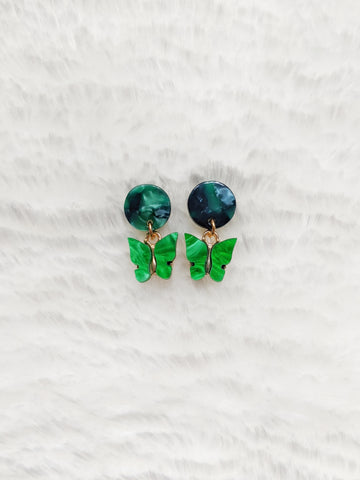 'Arianna' Green Butterfly Earrings (Princess Collection)