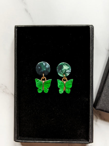 'Arianna' Green Butterfly Earrings (Princess Collection)