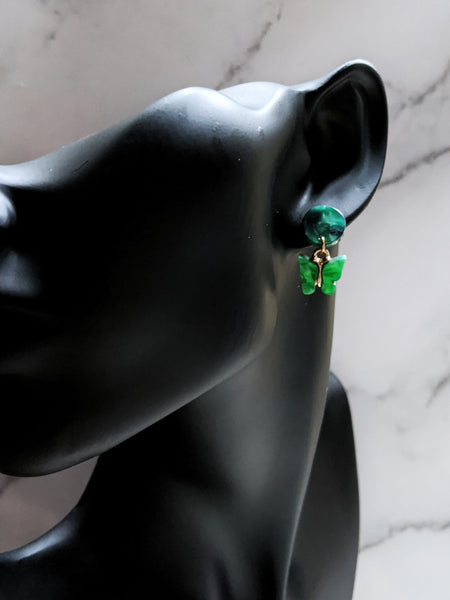 'Arianna' Green Butterfly Earrings (Princess Collection)