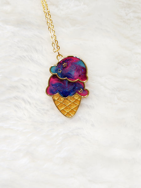 Galaxy Double Ice Cream Pendant Necklace (Sweet Treats Collection)
