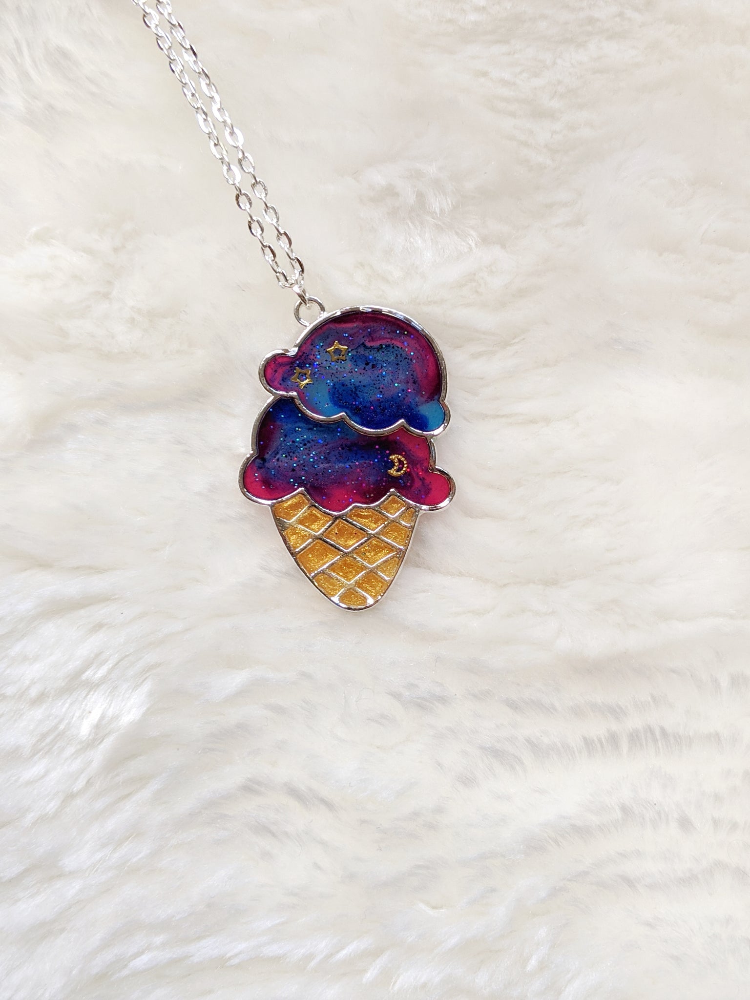 Galaxy Double Ice Cream Pendant Necklace (Sweet Treats Collection)