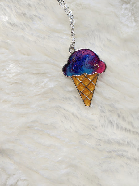 Galaxy Ice Cream Pendant Necklace (Sweet Treats Collection)