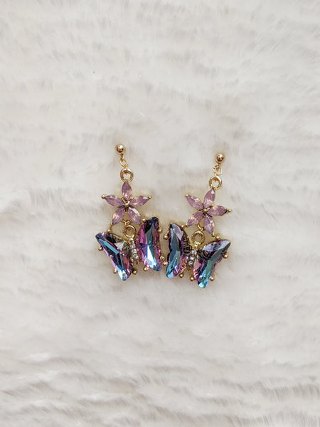 'Selena' Butterfly Flower Earrings, Large (Princess Collection)
