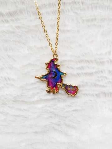 Galaxy Witch Pendant Necklace (Halloween Collection)