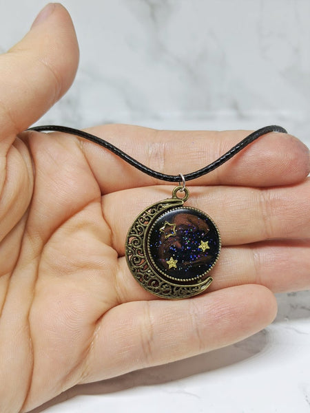 Galaxy Moon Spinner Pendant Necklace (Spinner Collection)