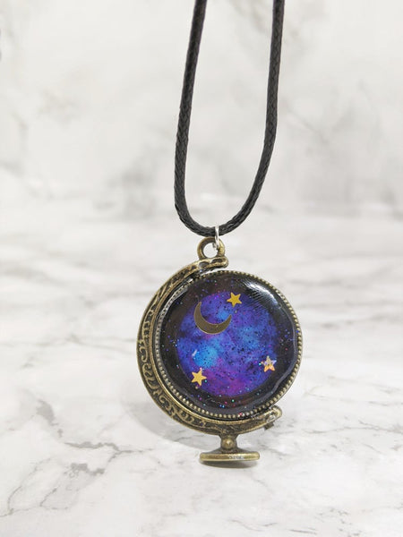 Large Galaxy Globe Spinner Pendant Necklace (Spinner Collection)