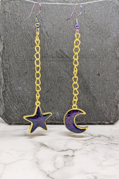 Mismatch Galaxy Star and Moon Earrings (Halloween Collection)