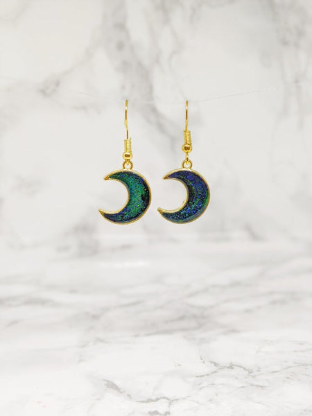 Northern Lights Crescent Moon Earrings (Halloween Collection)