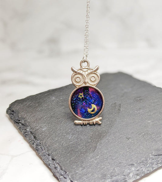 Galaxy Space Owl Pendant Necklace (Galaxy Owls Collection)