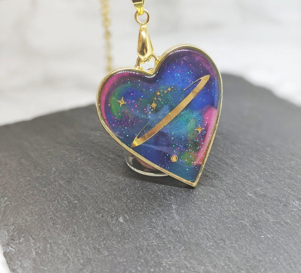 Heart Planet Galaxy Necklace 4 (Milky Way Collection)