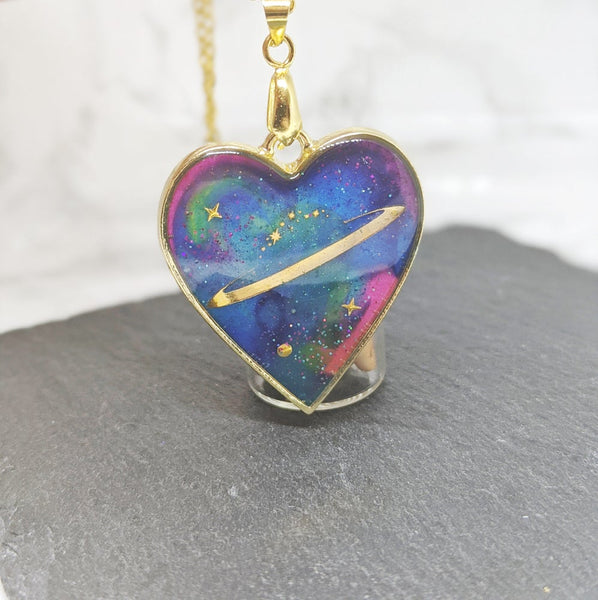 Heart Planet Galaxy Necklace 4 (Milky Way Collection)