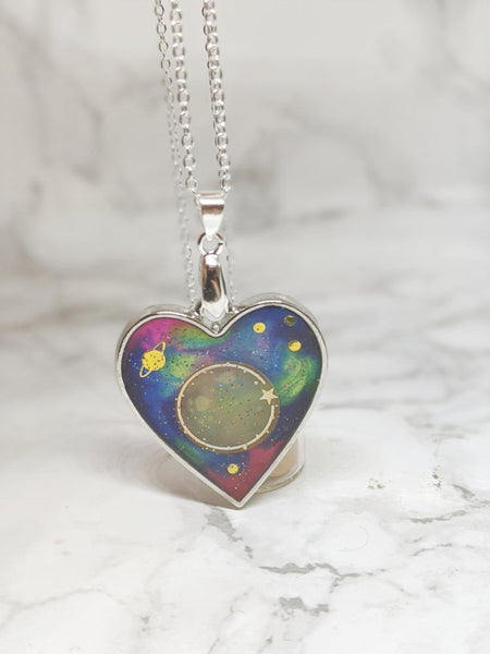 Heart Planet Galaxy Necklace 7 (Milky Way Collection)