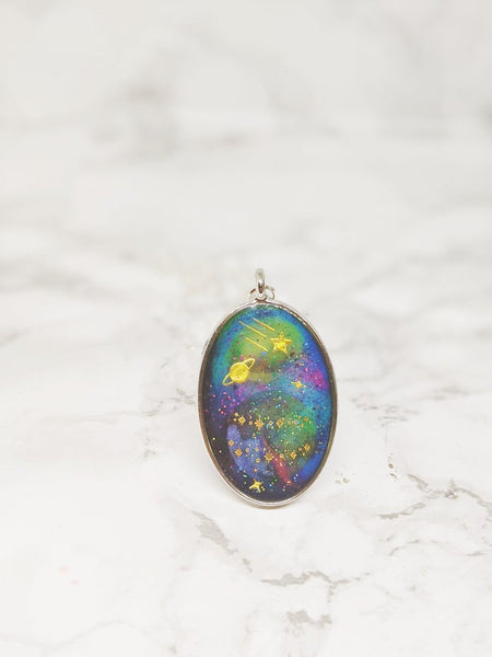 Oval Planet Galaxy Necklace (Milky Way Collection)