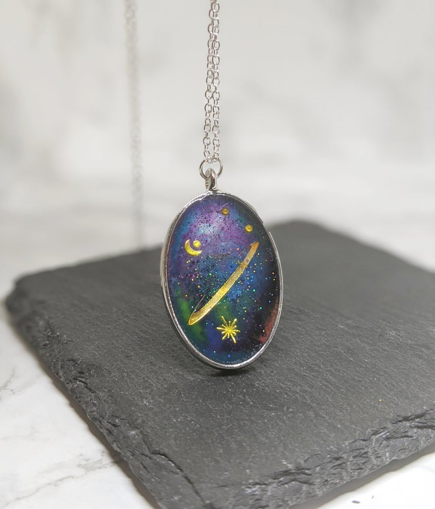 Oval Planet Galaxy Necklace 3 (Milky Way Collection)