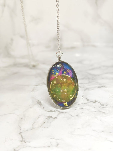 Oval Planet Galaxy Necklace 4 (Milky Way Collection)
