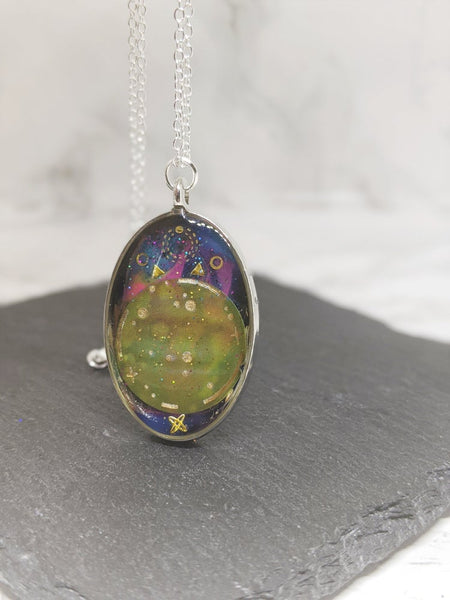 Oval Planet Galaxy Necklace 4 (Milky Way Collection)