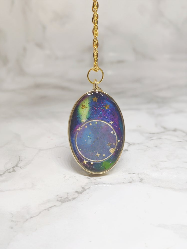 Oval Planet Galaxy Necklace 5 (Milky Way Collection)