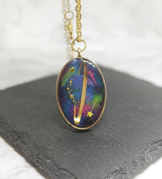 Oval Planet Galaxy Necklace 7 (Milky Way Collection)