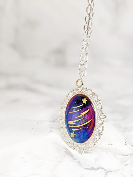 Lacey Planet Galaxy Necklace - Silver (Milky Way Collection)