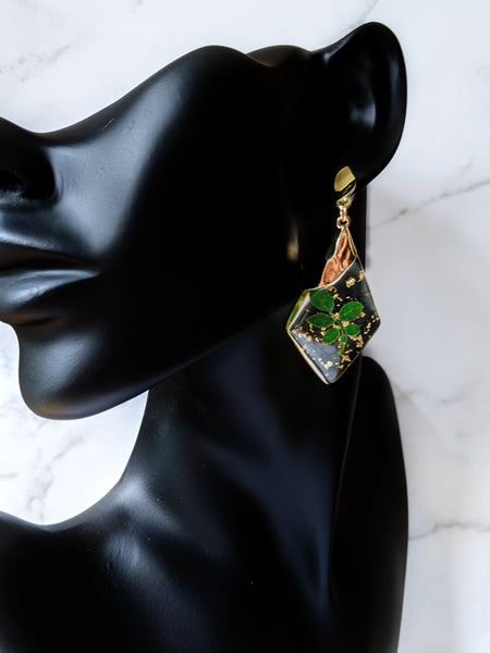 'Zoe' Green Leaf Earrings (Princess Collection)