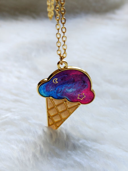 Galaxy Ice Cream Pendant Necklace (Sweet Treats Collection)