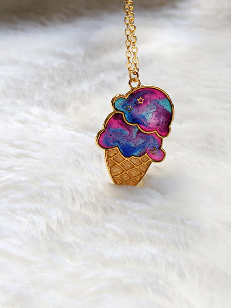 Galaxy Double Ice Cream Pendant Necklace (Sweet Treats Collection)