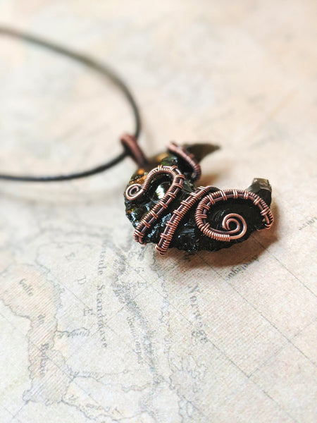 Tentacle Moon - Obsidian/Aged Copper (Crystal Pendants Collection)