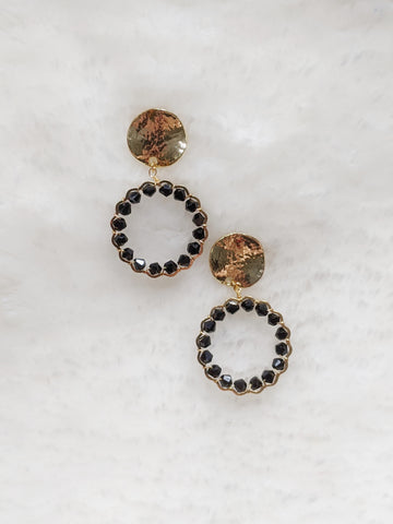 'Joy' Black Hoops Earrings (Princess Collection)