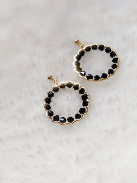 'Joy' Black Hoops Earrings (Princess Collection)