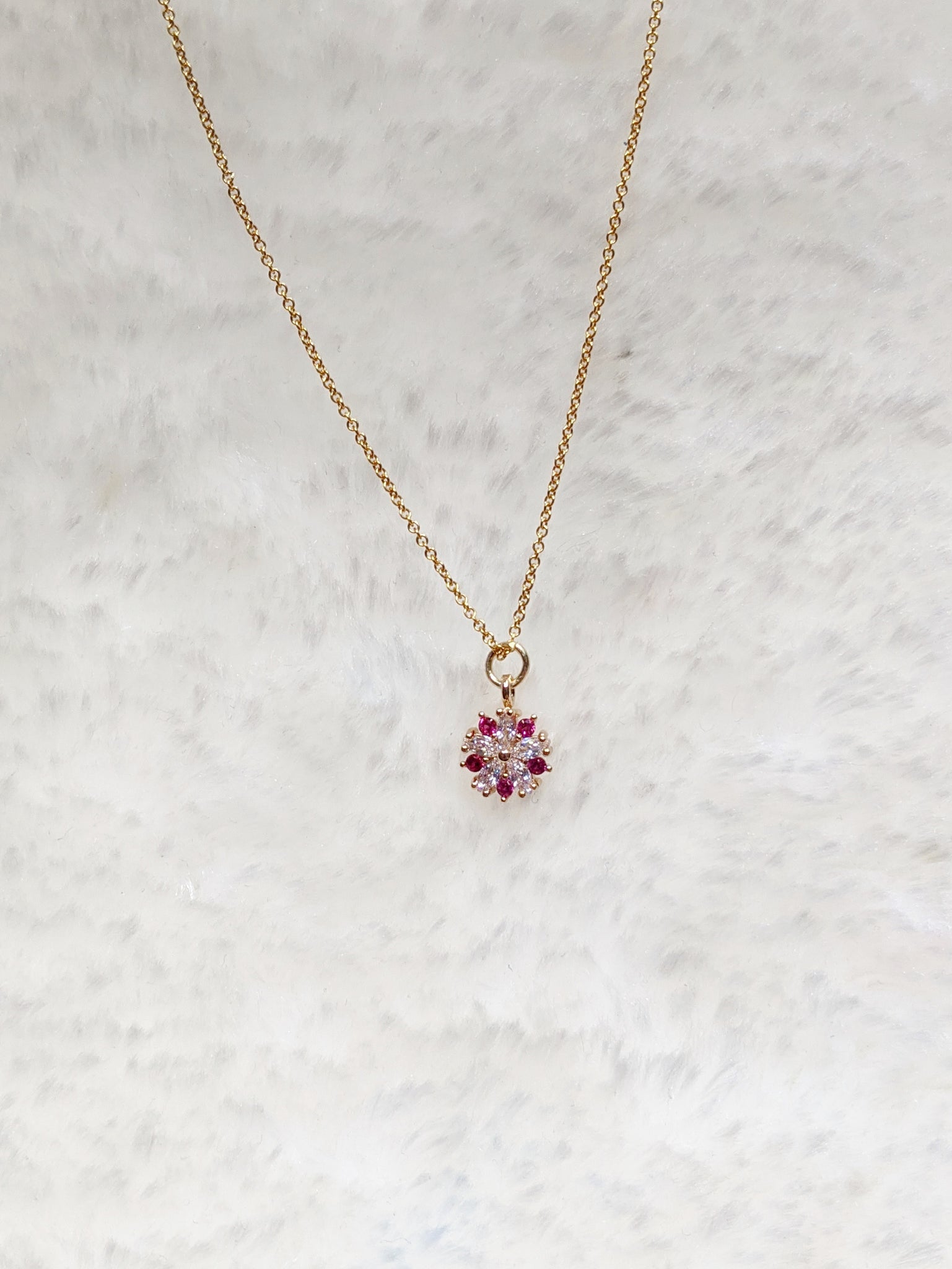 'Raphaella' Pink Flower Necklace (Princess Collection)