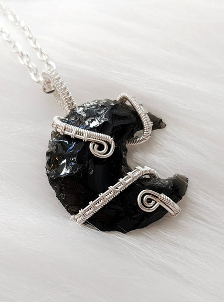 Tentacle Moon - Obsidian/Silver 2 (Crystal Pendants Collection)