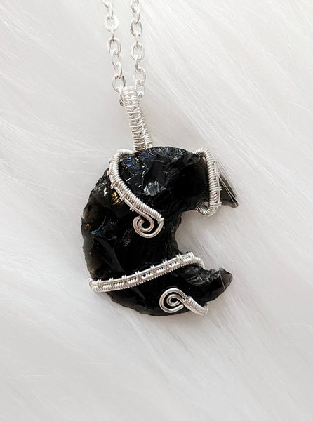 Tentacle Moon - Obsidian/Silver 2 (Crystal Pendants Collection)