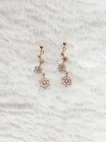 'Evelyn' Snowflake Trio Earrings (Princess Collection)