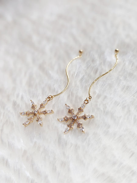 'Amber' Large Snowflake Earrings (Princess Collection)